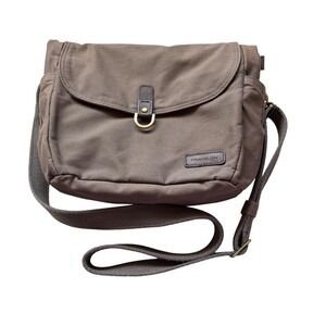 Unisex Travel-ON Anti-Theft Crossbody Bag Taupe Canvas RFID Blocking Messenger
